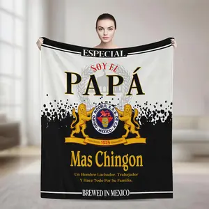 Papa Letter Print Soft Blanket, 1 Count Casual Soft Throw Blanket, Air-conditioned Room Blanket, Warm Nap Blanket for Home Office Travel Camping