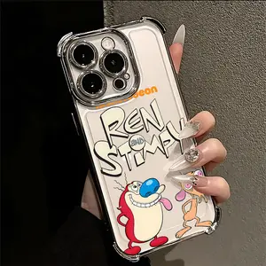 Cartoon Ren and Stimpy Phone Case Suitable for iPhone 17 16e 16 15 14 13 12 11 Mini Pro Max Air X XR XSMAX 8 7 Plus Anti Fall Transparent Soft Back Cover