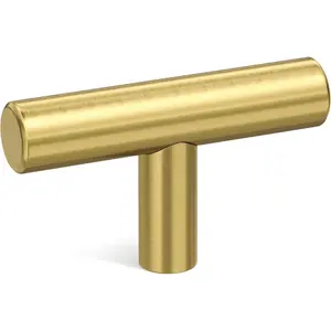 10 Pack Gold Cabinet Knobs Brushed Brass Drawer Knobs Gold Dresser Hardware - LS201GD Single Hole Handles for Kitchen Cupboard Doors Closet Hardware 2in Overall Length