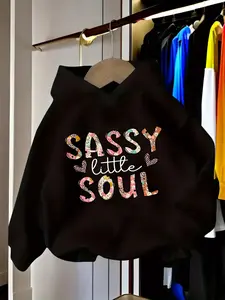 Girls' Spring & Fall Fashion Hooded Sweatshirt, Cute Letter Print Long Sleeve Pullover, Casual Comfortable Trendy Hoodie, Graphic Casual Hoodie