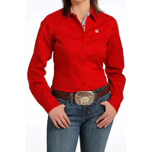 Women's Cinch Red Paisley Button Western Shirt