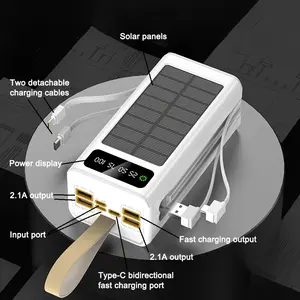 80,000mAh Solar Power Bank with  Flashlight  Fast Charging, USB-C & Built-in Cables Compatible with iPhone, Android & All Devices Emergency Battery Pack for Travel, Camping, Hiking  Charger Digital Portable Compact Smartphone Chargeable