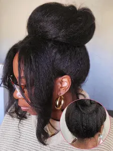 Newly Released Blockbuster Kinky Straight 13x6 Lace Front Human Hair Wigs Bleached Knot Yaki Straight 360 Full HD transparent Lace Frontal Wigs Preplucked For Women 180% Density Various Inches Invisible Hair Bands TikTokShopBlackFriday