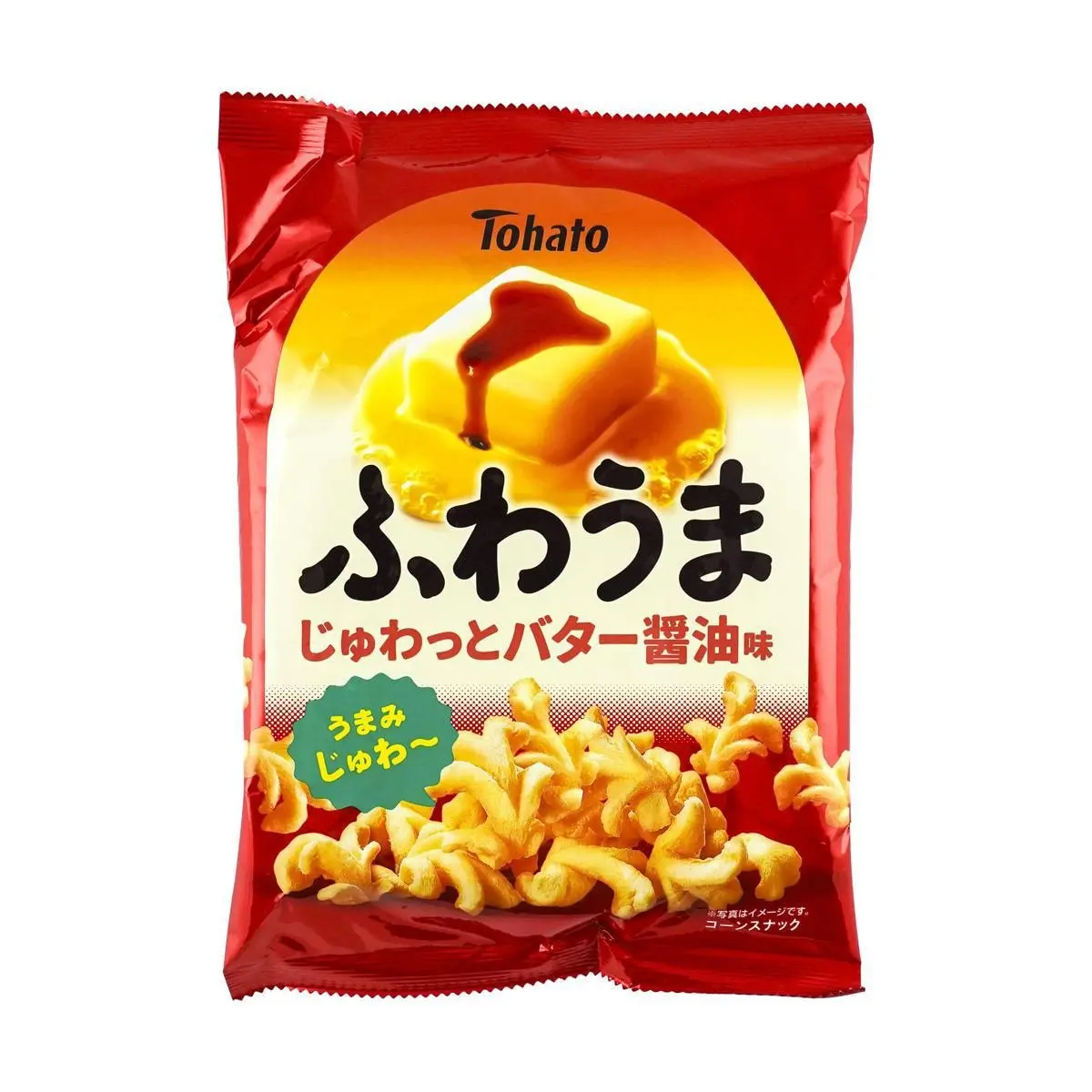 TOHATO Caramel Corn Snack, Butter Soy Sauce Flavor, 56g - Crispy Puffed Corn Puffs, Japanese Savory Snack, Authentic Japanese Treat