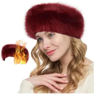 Womens Winter Headbands Faux Fur Headband Elastic Ear Warmers Furry Ear Muffs