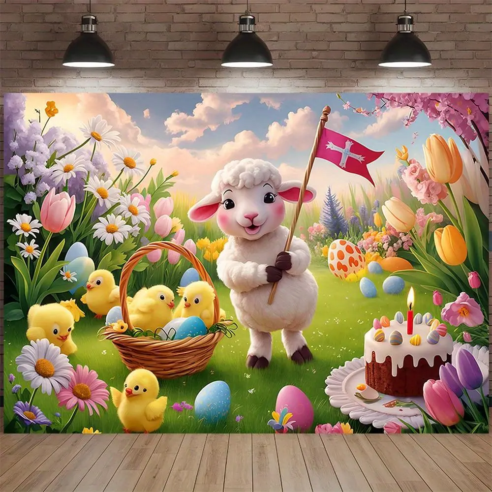 1pc Easter-Themed Polyester Party Banner - Festive Birthday Party Supplies, Home Wall Photo Background (Home Supplies, Backdrops & Banners)