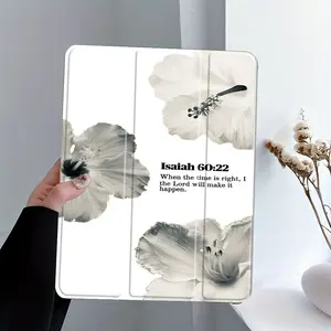 Isaiah 60:22 scripture-themed floral design, with adjustable stand and pen slot, foldable anti-slip TPU protective case, suitable for Samsung, iPad mini, iPad Air, iPad Pro/iPad 10th generation, 11th generation, and other iPad series protective cases.