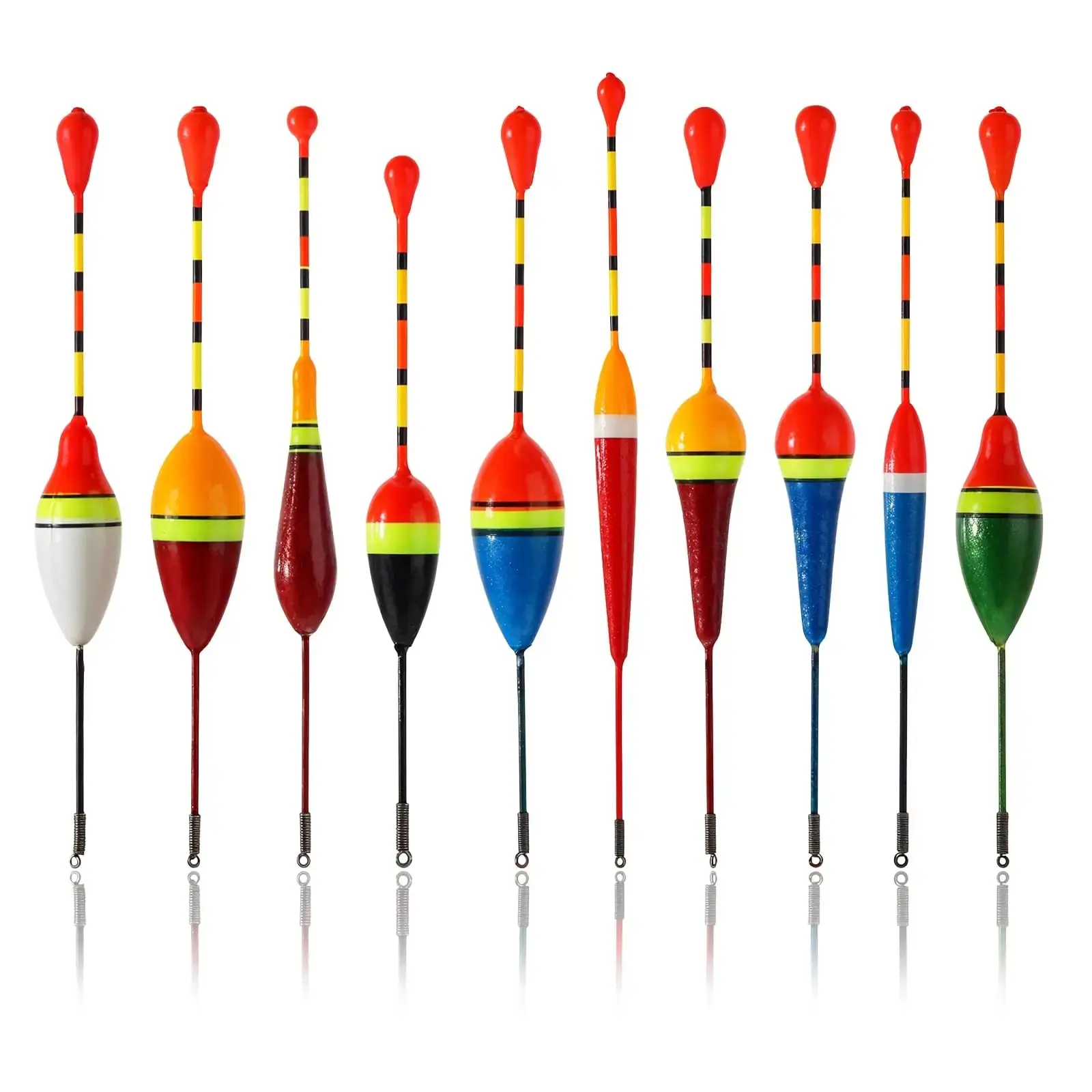 Assorted Fishing Floats & Bobbers - Varied Sizes, Spring-Loaded Bite Indicators for Freshwater Fishing