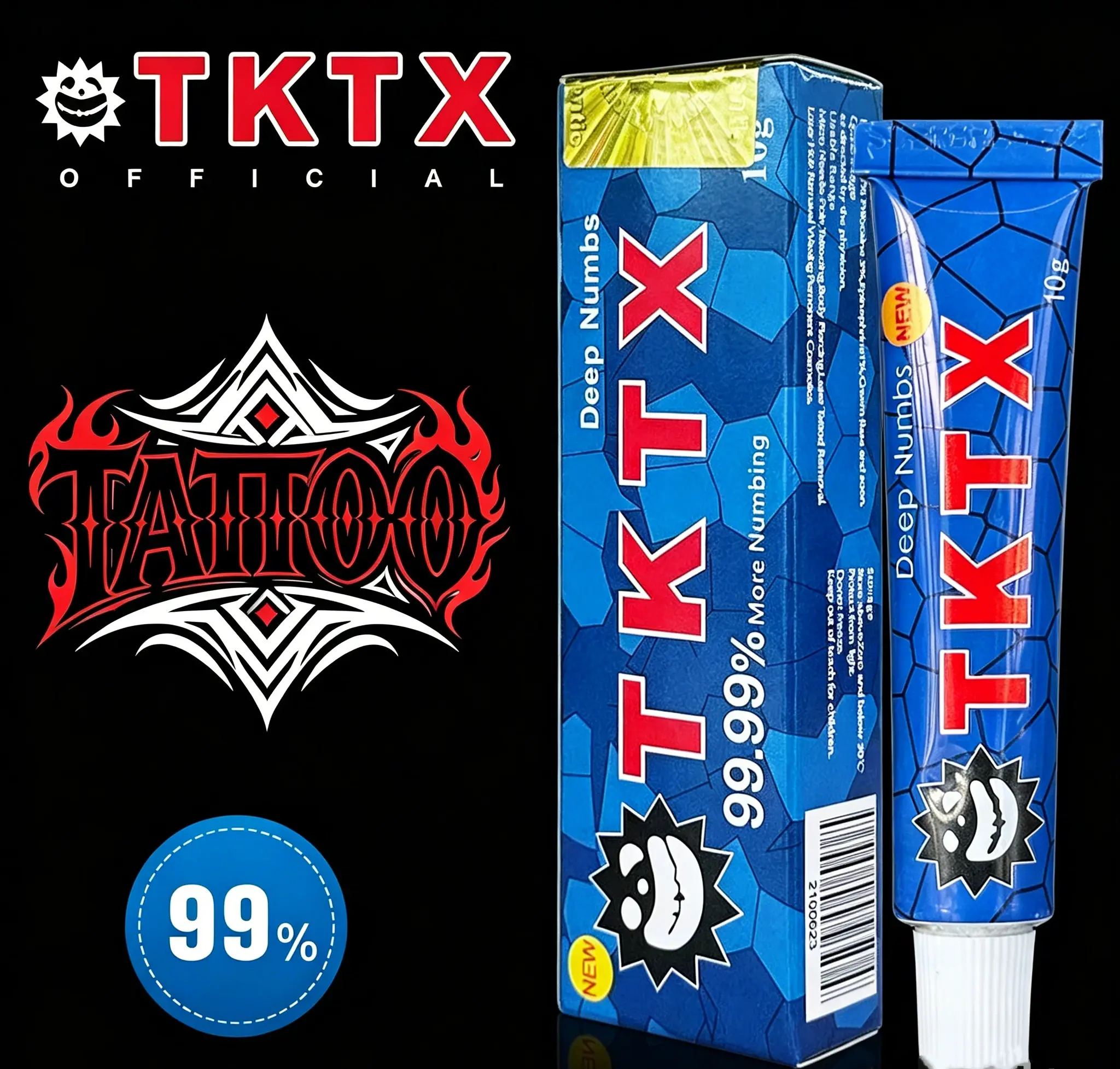 TKTX 99%-Tattoo Numbing Cream | 99% Ultra-Potent Numbing Formula | Pain Free Tatto | For Tattoo, Laser, Waxing & Microneedling |10g 99%Blue Edition
