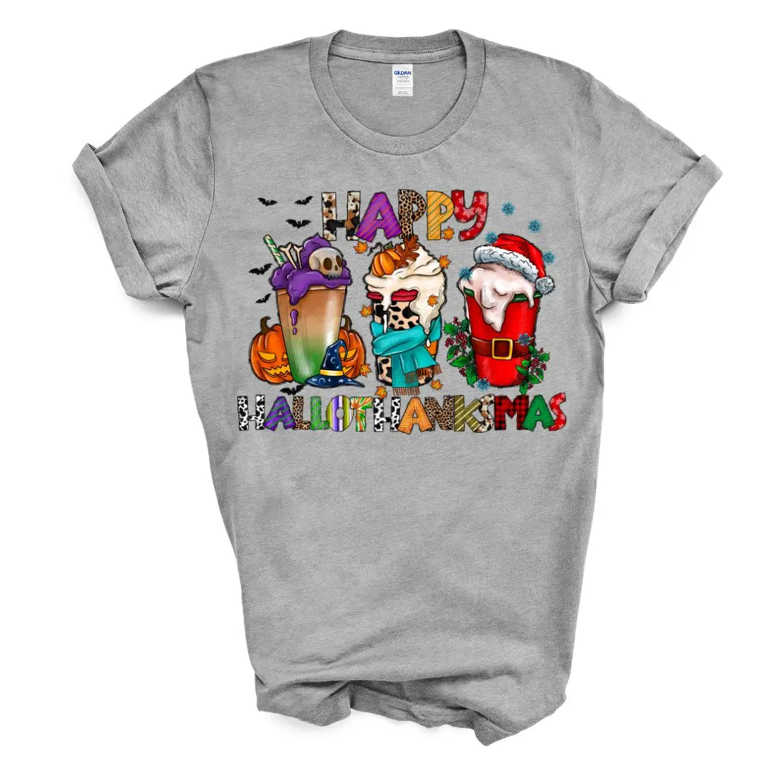 Happy Hallothanksmas Unisex Apparel- Printed in the USA
