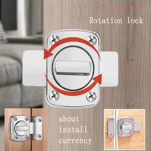 Family Safety Door Lock Rotating Bolt Latch Sliding Lock Twist Rotate Barrel Lock for Bathroom Toilet Door Locks Hooks Bolts