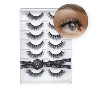 VieVie 7 Pairs False Lashes Strip - Lightweight Wispy Faux Mink Lashes for Natural to Dramatic Look, Perfect for Makeup Enhancement - Flawless