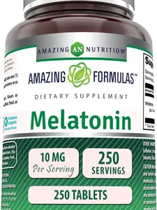 Amazing Formulas Melatonin 10 Mg Supplement | 250 Tablets | Non-GMO | Gluten-Free | Made in USA