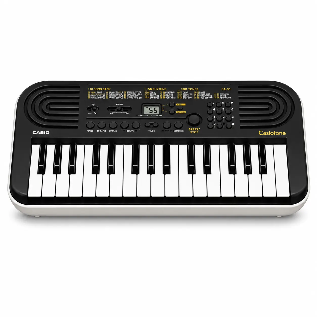 Casio Casiotone SA-51 – 32-Key Compact Digital Keyboard | Portable Electronic Piano with 100 Tones, 50 Rhythms & Built-In Songs | Battery Powered