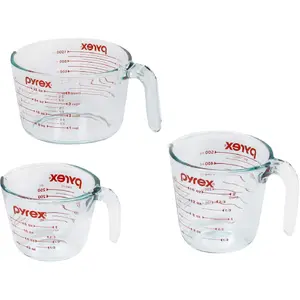 (3-Pack) Glass Measuring Cups Set, (1, 2 & 4 Cup) Measuring Cups For Prepping, Baking and Cooking, Preheated Oven, Dishwasher, Freezer, and Microwave Safe