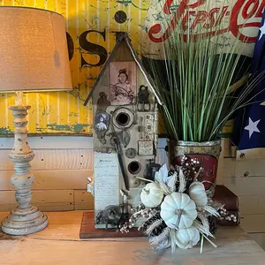 Rustic Birdhouse Assemblage Abstract