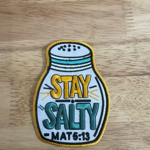 Stay Salty Matthew 5:13 Bible Verse Salt Shaker Iron On Patch for Clothing and Bags