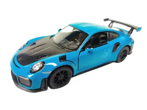 KINSMART 1:36 Scale 5" Porsche 911 GT2 RS Die Cast Model Car Blue with Openable Doors & Pull Back Action Officially Licensed Product