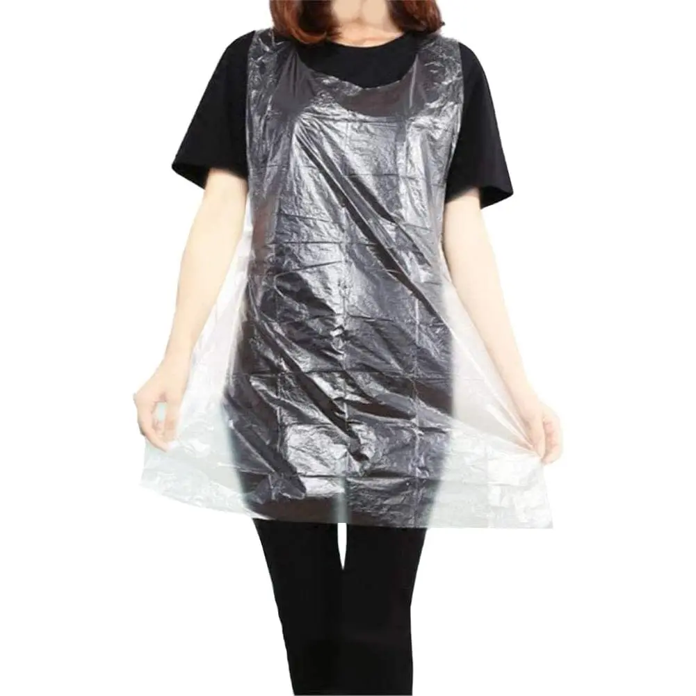 Disposable Translucent Waterproof Anti-Stain Plastic Aprons (50 Count) - Adjustable Strap, No-Pocket Basic Home Care Supplies, Industrial Work Apron for All Seasons, Cooking, Painting Parties