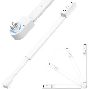 Electrical Outlet Extender Stick Power Strip with 180  Swivel Arm, 23 to 34 Inch Adjustable Long Reach, 2 AC Outlets and 3 USB Ports for Bed Dorm Office Sofa