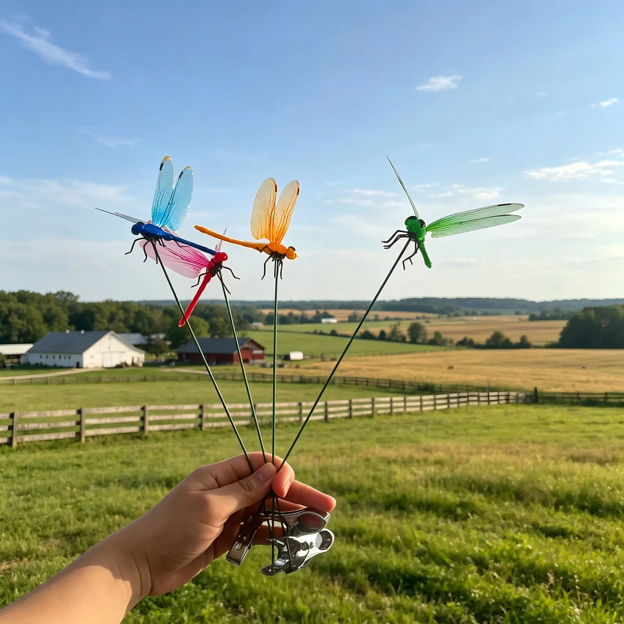 4-16Pack 3D Metal Dragonfly Deterrent Clips, Fake Dragonfly for Bird & Fly Control, Indoor Outdoor Garden Decor, Creative Plant Accessories