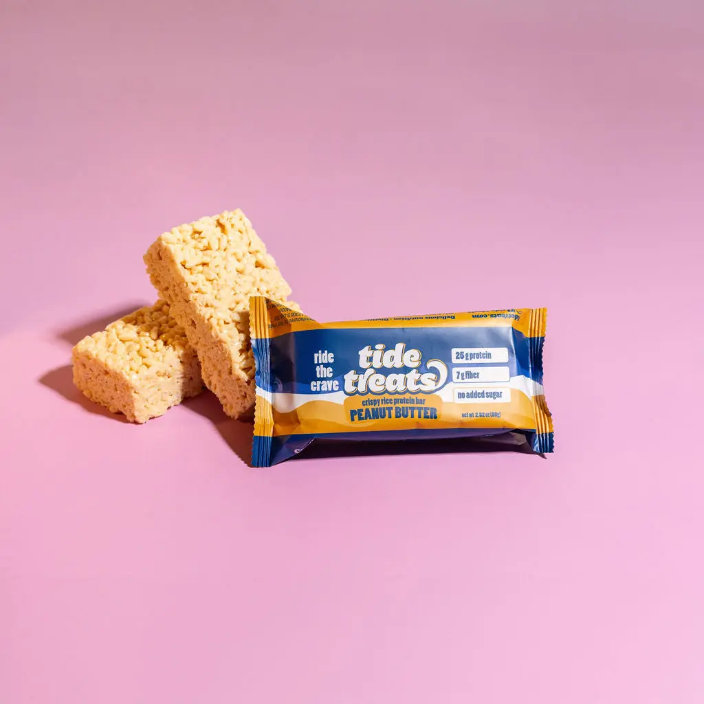 TideTreats Peanut Butter 25g Protein, 7g Fiber, Sweet Crunchy Texture, Perfect Pre/Post-Workout Snack Crispy Rice Sugar