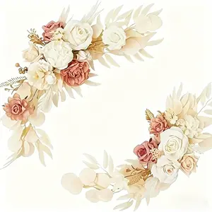 Nectarine Soft Floral Arrangement, Rose Eucalyptus Leaf Decor, Outdoor Wedding Welcome Area Decoration, Elegant Event Accessories