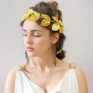 12 Pcs Lightweight Greek Goddess Wreath, Quality Knitted Fabric Material, Gold Laurel Crown Headband, Toga Party Decoration Accessories, Halloween Costume Headpiece