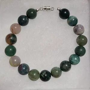 Indian agate beaded stretchy bracelet with clasp