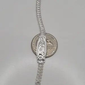 VIRGIN MARY beautiful style bracelet silver copper plated 7 ½ inches fashion style with clear stone's