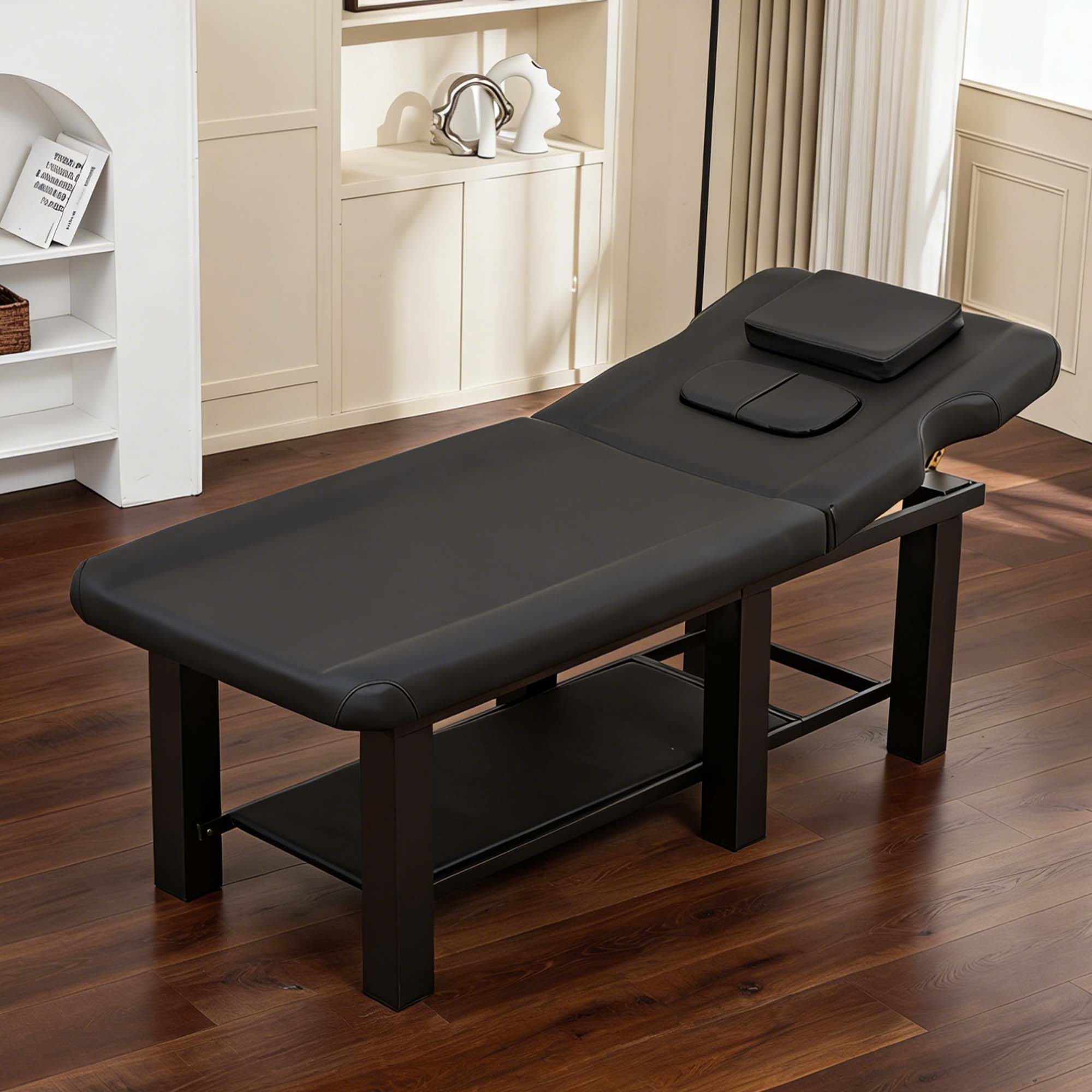 Professional Massage Bed 73 Inch, Treatment Table Salon with Removable Headrest, Stationary Physical Therapy Table Spa Facial with Adjustable Backrest, Steel Frame, Pink