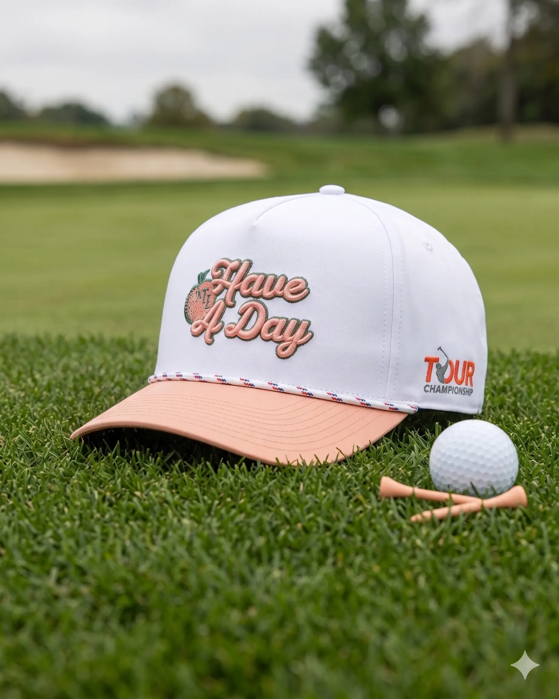 Breezy Golf "Have A Day Peaches Rope Golf Hat | Limited Edition Tour Championship & WM Phoenix Open Collab | Aesthetic Performance Golf Cap | Multi-Color Summer Essentials | Golf Gift for Him