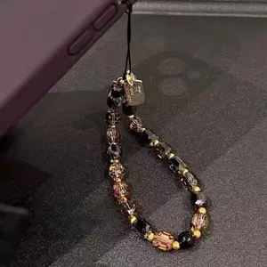 Crystal Cylinder Phone Chain, Cell Phone Charm, Japanese Korean Style Keychain, Elegant Wrist Strap, Pendant, Fashion Accessory