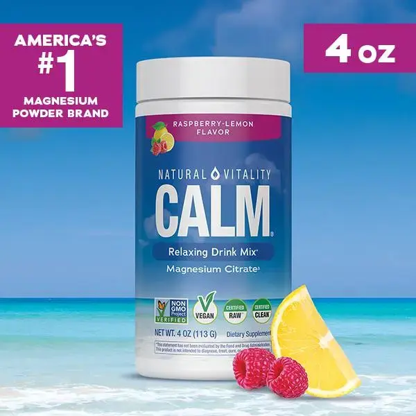 MaxCalm Relaxing Drink Mix - Anti Stress Drink Mix - With Ionic Magnesium Citrate + Glycinate - Raspberry Lemon Flavor - 16 oz (453 g) - 113 Servings
