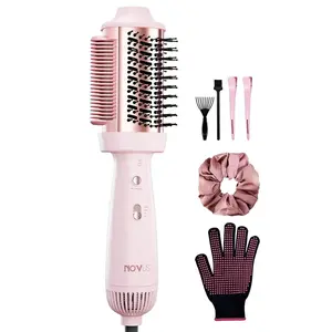 NOVUS 2 in 1 Pink Smooth Style Heated Comb + Blow Dryer Brush Multifunctional Hot Air Hair Tool for One-Step Straightener Hair Dryer and Styler dealsforyoudays Adjustable Salon Titanium