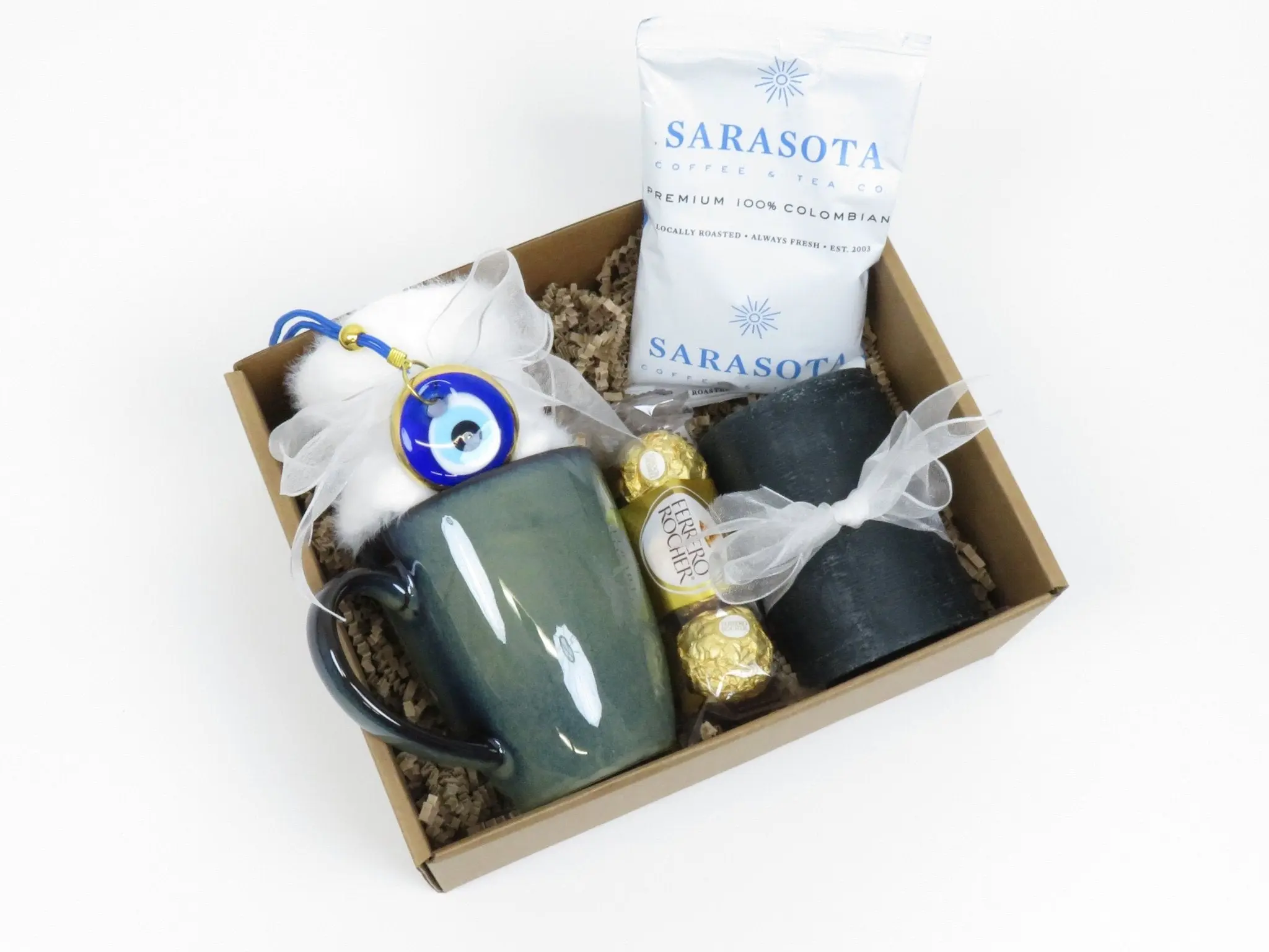 Gift Box with Coffee, Mug, and Chocolates