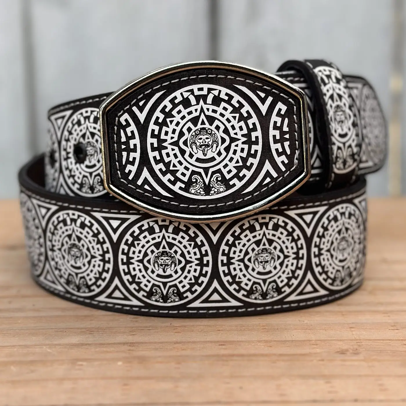 "Calendario Azteca" Artisan Western Belt for Men