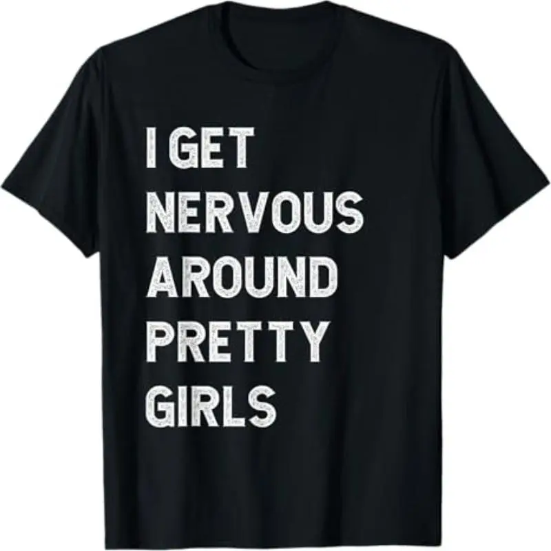 Men's Funny 'I Get Nervous' Graphic T-Shirt, Casual Short Sleeve Fitted Cut Tee in Soft 100% Cotton, Lightweight All-Season Wear, Tshirt, Shortsleeve