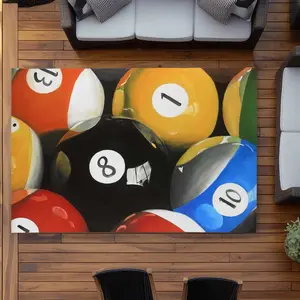 212 MAIN 5x7 ft. Rectangular Hyperrealistic Pool Balls Closeup Outdoor Rug - Playful, Stylish Decor for Living Rooms
