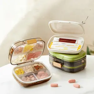 Sealed Small Pill Box Portable Seven Days a Week Medicine Organizer Supplement Organizer Daily Three Meals Mini Pill Tablet Splitter