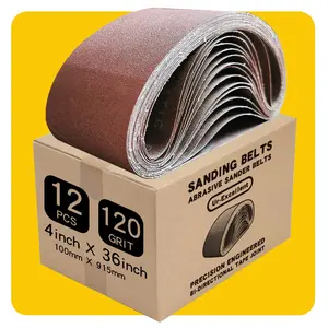 4 x 36 Inch 120 Grit Sanding Belt | Premium Aluminum Oxide Sanding Belt | Premium Sander Sandpaper – 12 Pack
