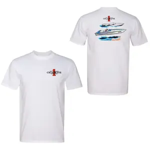 Cigarette Racing T-Shirt, High-Performance Offshore Speed Boat Graphic Tee, American Flag Water Trail Shirt for Powerboat Enthusiasts