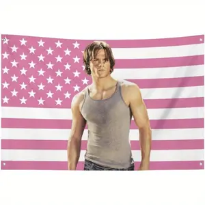 Pink Jared Padalecki Supernatural TV Show American Flag 3x5ft Durable Fabric with 4 Grommets - College Dorm Room Decor, Outdoor Parties, Tailgates, Yard Decoration, American Flag Decor, Tailgate Accessory, Casual Home Decor, Longlasting Decor