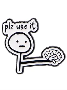 Please Use  It Unique Cartoon Brain Pin Badge, Zinc Alloy Brooch for Clothing & Bags Decoration, Casual Fashion Accessory for All Seasons