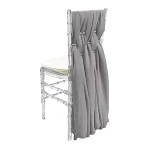 5 Pack 6 Ft Chiffon Chiavari Chair Sashes Silver