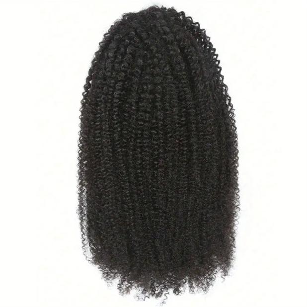 Claw Clip Afro Kinky Curly Ponytail Human Hair Extension, Drawstring Clip In Hairpiece, Natural Curly Pony Tail for Women Daily Wear