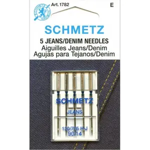 Schmetz 5pk Size 90/14 Jeans Denim Sewing Machine Needles 1782 130/705H-J 15x1