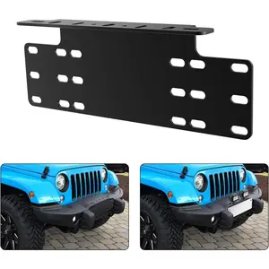 Universal License Heavy Duty Steel Front Plate Mounting Bracket Holder for Off-Road LED Work Lamps Lighting Bars, 2 Years Warranty, Black