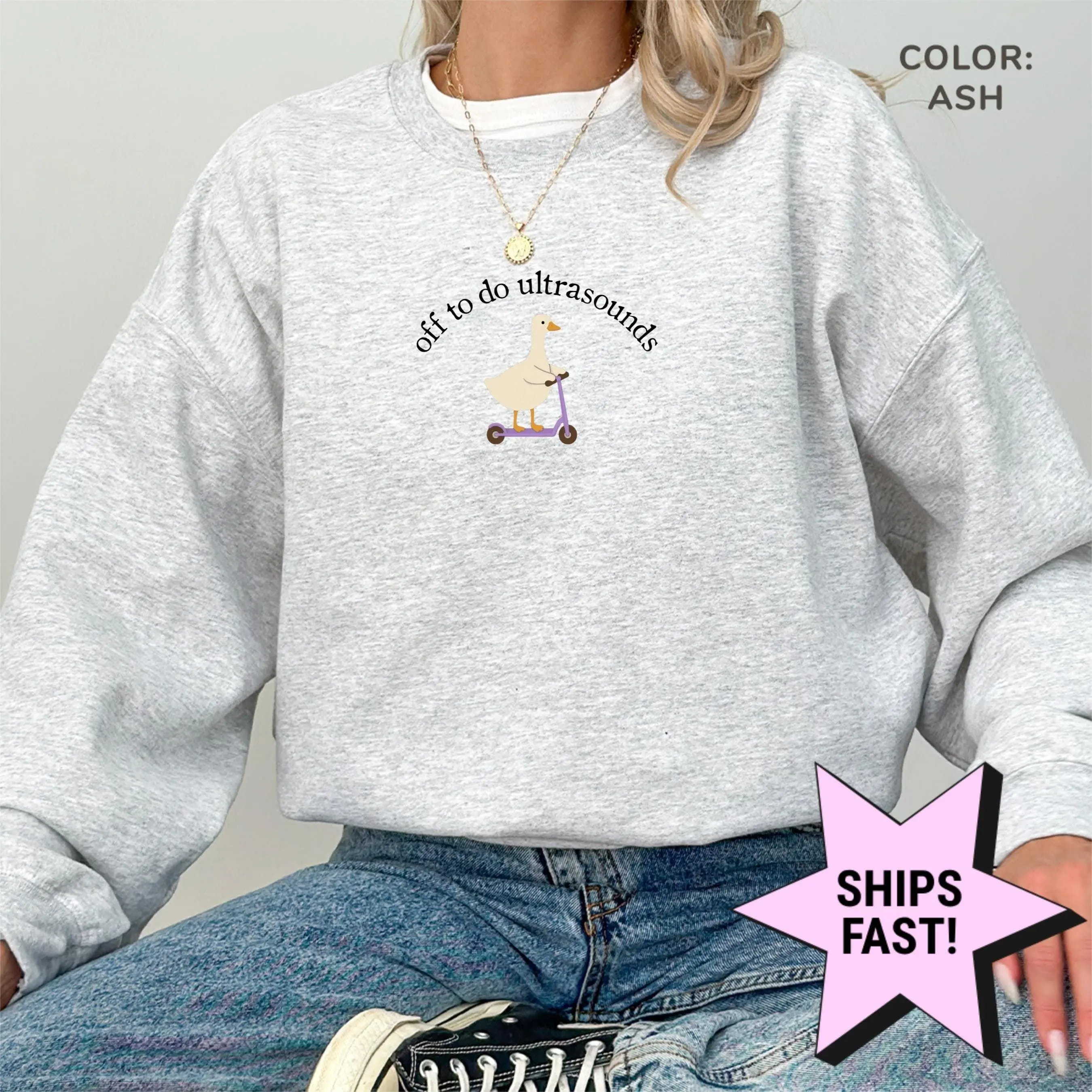 Off To Do Ultrasounds Crewneck, Sonographer Goose T-Shirt & Sweatshirt - Funny Ultrasound Tech, Sonography Gift, Radiology Tech Gift