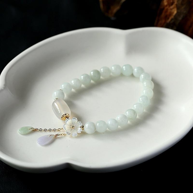 Shell flower jade water drop bracelet, for  her